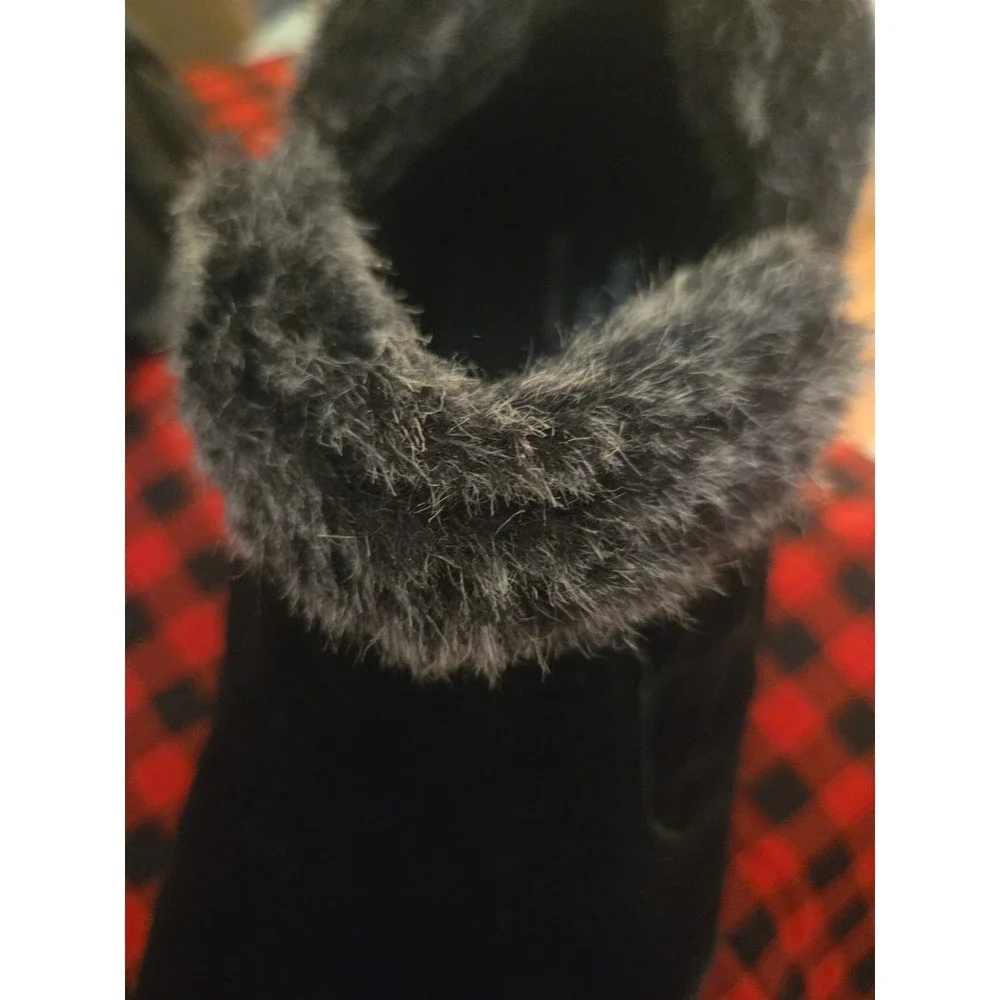 Skechers‎ Relax Fit Memory Foam Air Cool Fur Trim Ankle Boots Black SZ 8.5M NWOT